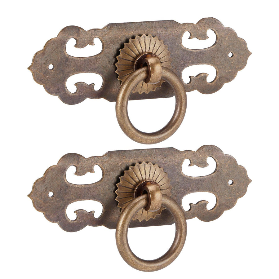 2 Sets 90mm Drawer Horizontal Handle Copper Antique Hollow Cabinet Handle Pull Furniture Parts