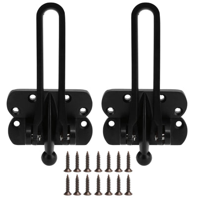 2Set Aluminum Alloy Antitheft Door Buckle Safety Chain Atype Bolt Anti Lock Insurance(black )