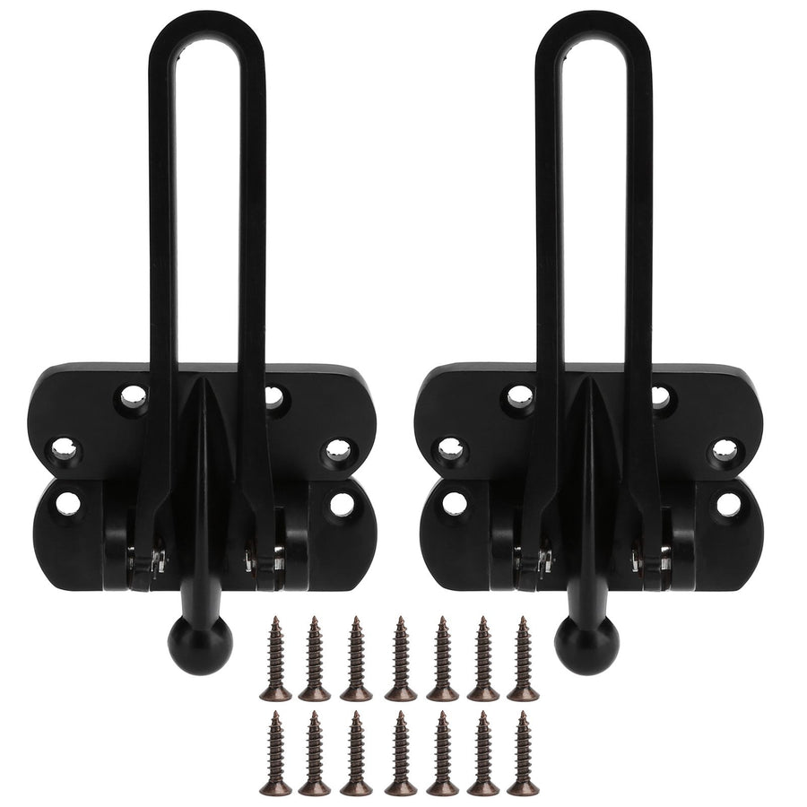 2Set Aluminum Alloy Antitheft Door Buckle Safety Chain Atype Bolt Anti Lock Insurance(black )