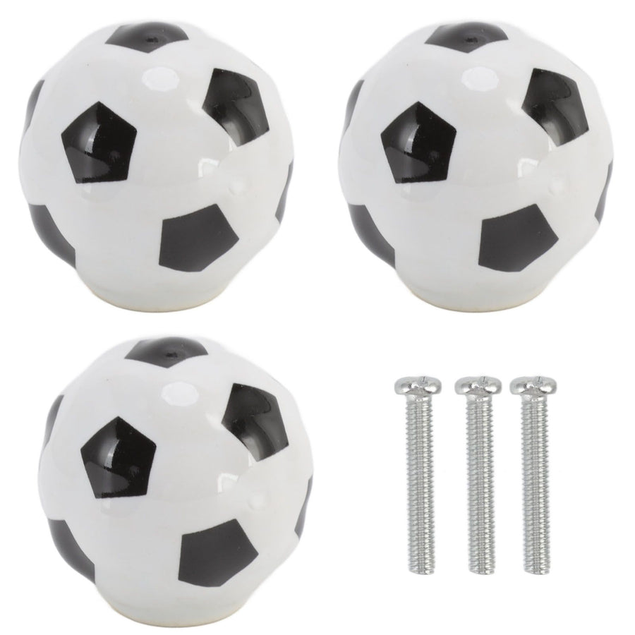 3 Set Football Cabinet Knobs Ball Sports Theme Single Hole Drawer Ceramic Handle Pulls for Cupboard Wardrobe