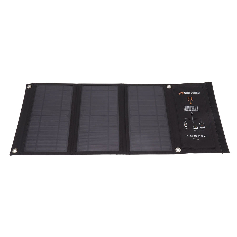 21W Foldable Solar Panel Charger Black Portable Solar Phone Charging Panels with Dual USB Port for Outdoor Hiking Camping