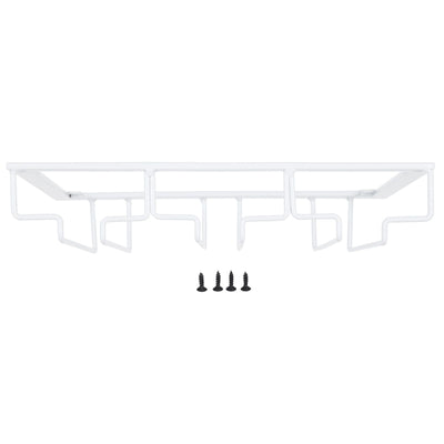 Wine Glass Rack Under Cabinet Stemware Holder Storage Hanger Metal Organizer for Bar Kitchen3 Slot 30x22.5cm White