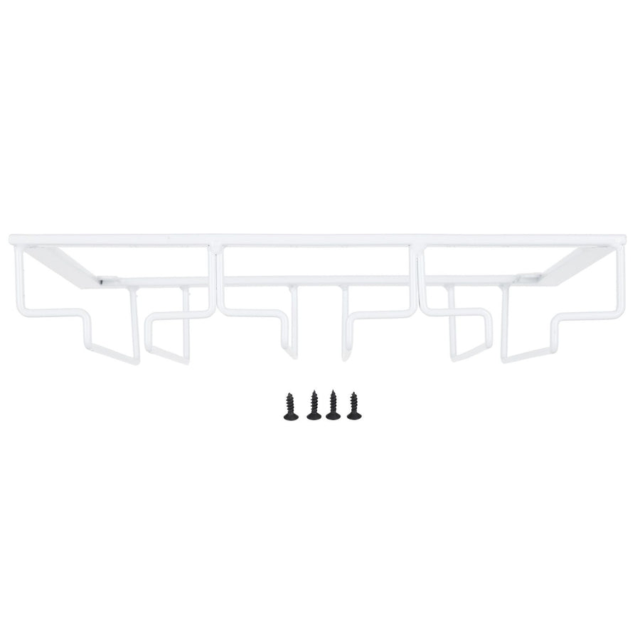 Wine Glass Rack Under Cabinet Stemware Holder Storage Hanger Metal Organizer for Bar Kitchen3 Slot 30x22.5cm White