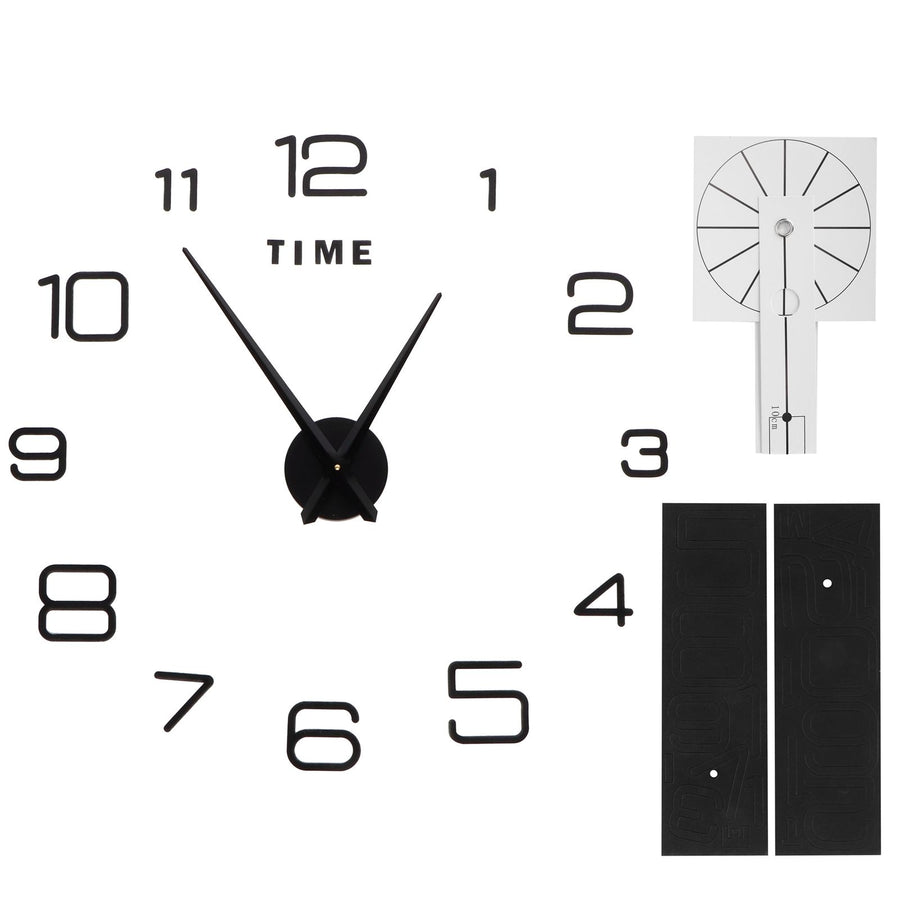DIY Wall Clock Acrylic Frameless Mirror Surface Wall Sticker Clock Decor for Living Room BedroomBlack