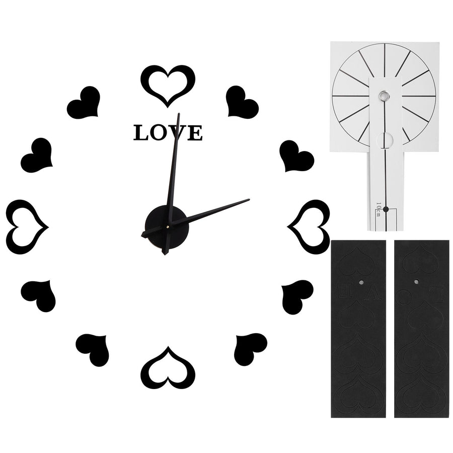 Innovative DIY Wall Clock Acrylic Mirror Surface Wall Sticker Clock for Home DecorationBlack