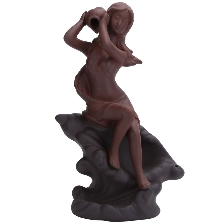 Incense Burner Red Stoneware Backflow Incense Holder Home Office Decoration Ornament
