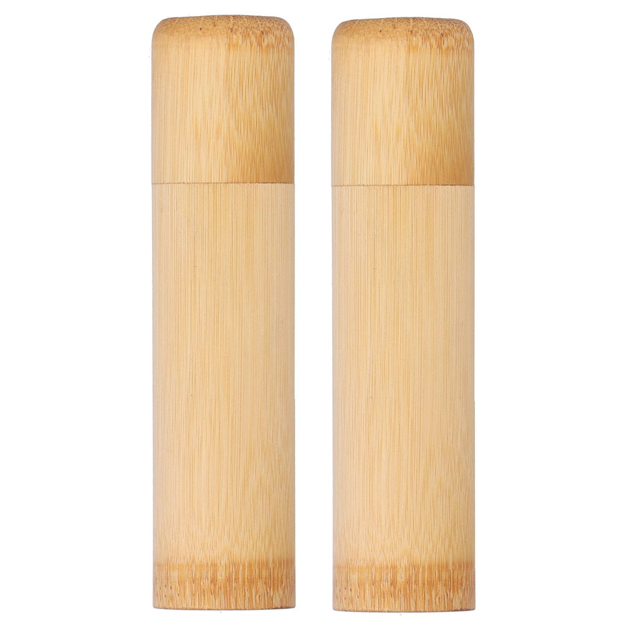 2Pcs EcoFriendly Bamboo Tube Portable Tea Storage Cylinder Mini Round Spices Storage Jar