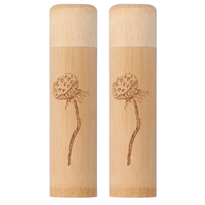 2Pcs Bamboo Tube Natural Environmentally Friendly Carbonized for Tea Nuts Incense CanisterLotus Pattern