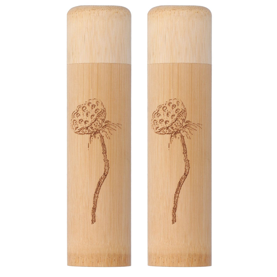 2Pcs Bamboo Tube Natural Environmentally Friendly Carbonized for Tea Nuts Incense CanisterLotus Pattern