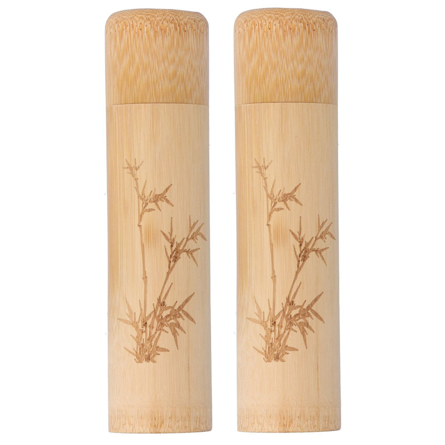 2Pcs Bamboo Tube Natural Environmentally Friendly Carbonized for Tea Nuts Incense CanisterBamboo Pattern