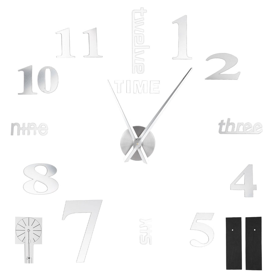 Frameless DIY Wall Clock Modern Mirror Wall Sticker for Home Living Room Bedroom DecorSilver
