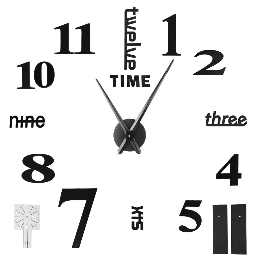 Frameless DIY Wall Clock Modern Mirror Wall Sticker for Home Living Room Bedroom DecorBlack
