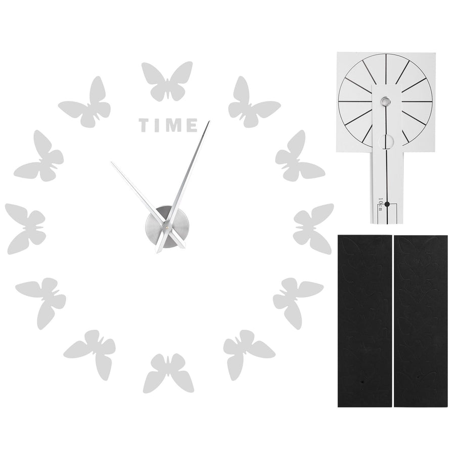 Large Wall Sticker Clock Butterfly Shape Innovation DIY Modern Art Living Room DecorationSilver