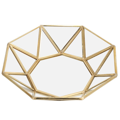Octagonal Tray Glass Storage Decorative Display Tray Sundries Dessert Plate Organizer