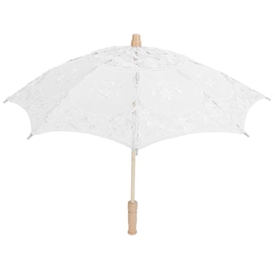 Lace Umbrella Parasol Vintage Wedding Bridal Umbrella for Photo Costume Party SuppliesL White