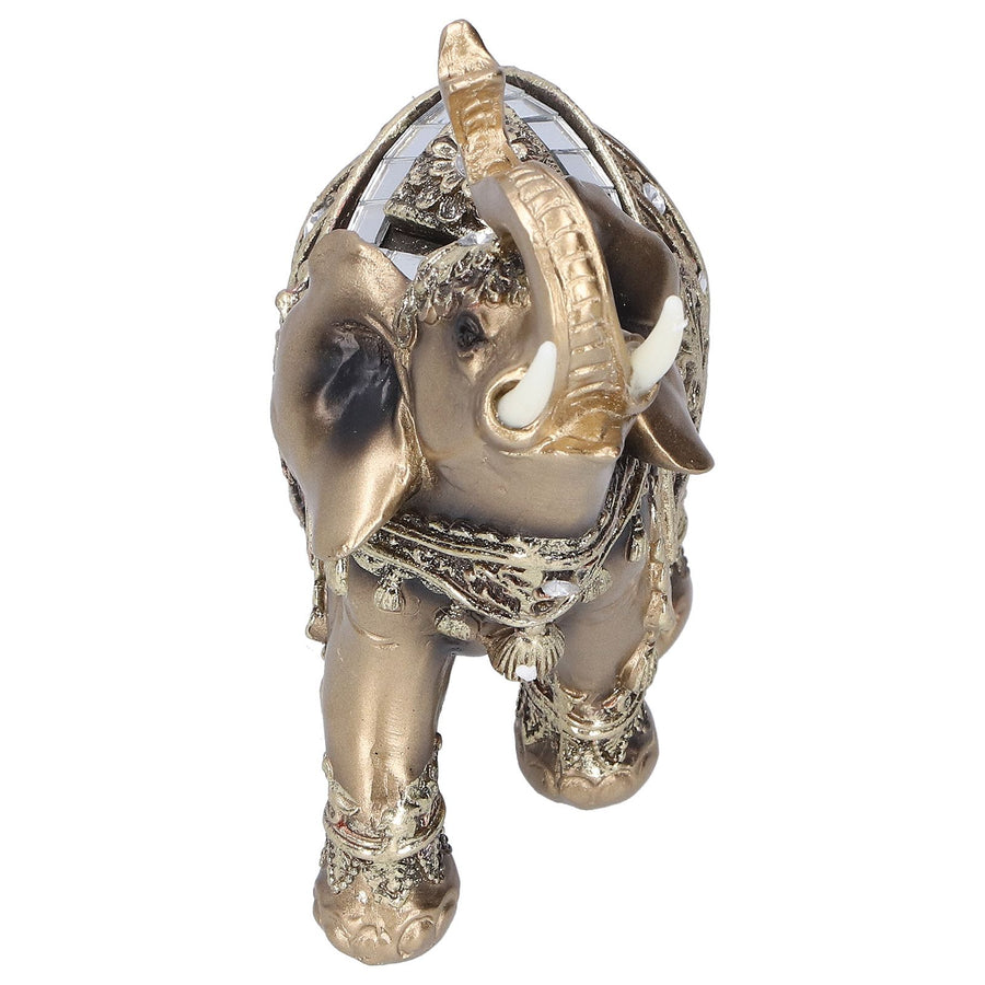 Elephant Statue Figurine Feng Shui Resin Animal Ornament Art Crafts Desktop DecorationGold L 13.5x6x14cm