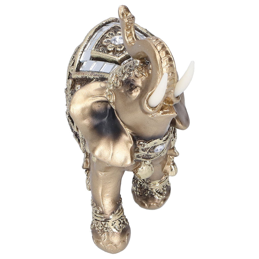 Elephant Statue Figurine Feng Shui Resin Animal Ornament Art Crafts Desktop DecorationGold M 10x5x10cm