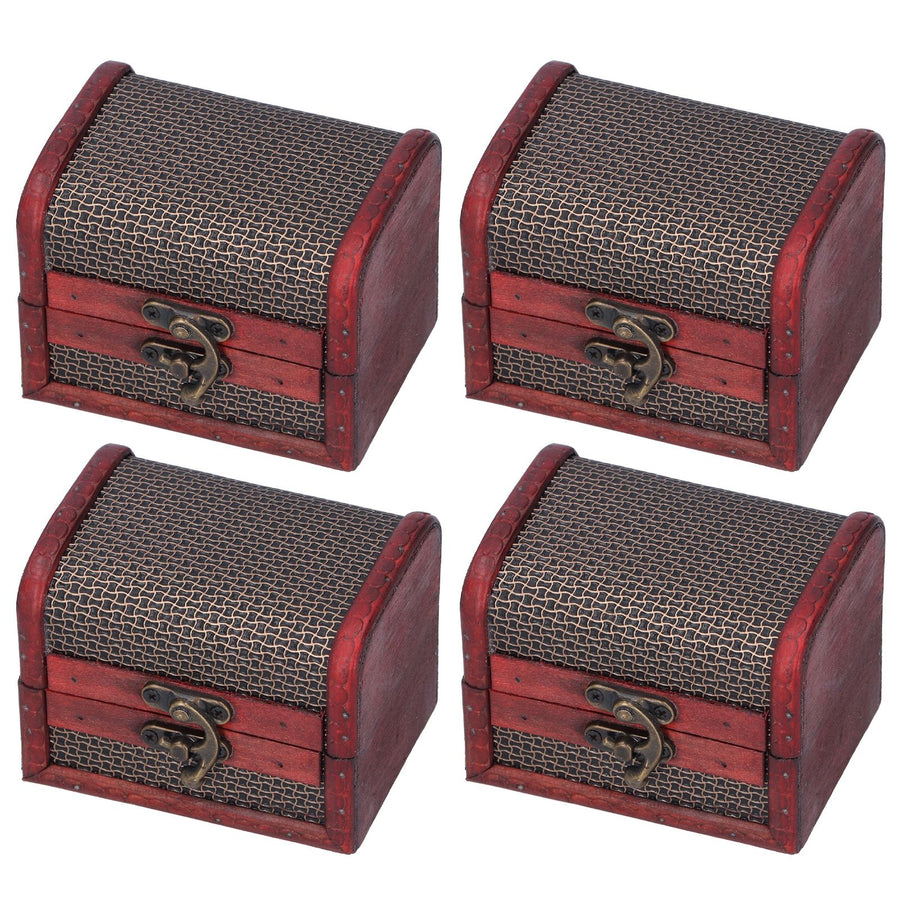 4pcs Retro Wooden Storage Box Art Craft Classic Ornament for Cosmetics Jewelry Sweets