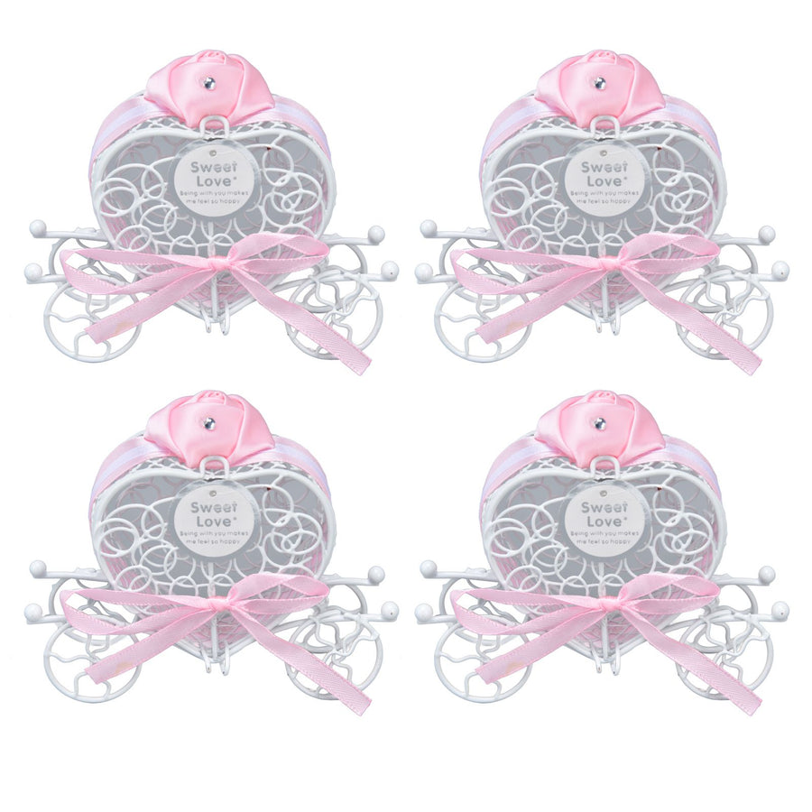 4PCS Wedding Candy Box Tinplate Heart Shaped Candy Box Romantic Valentines Gift Box for Birthday PartyPink