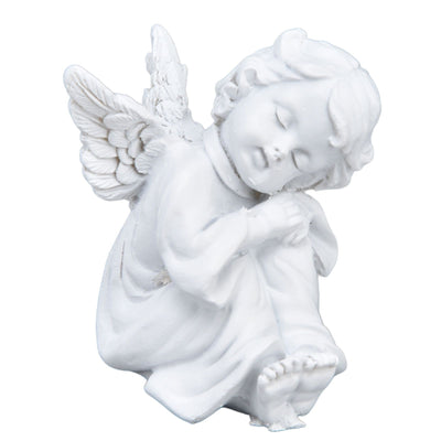 Cherub Statue Synthetic Resin Material Lovely Style White Baby Figurines for Party DecorationsCherub Statue Left