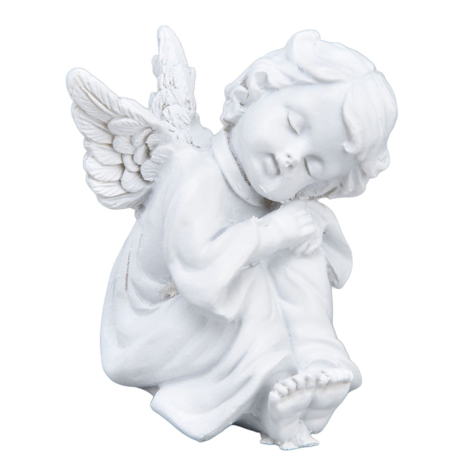 Cherub Statue Synthetic Resin Material Lovely Style White Baby Figurines for Party DecorationsCherub Statue Left