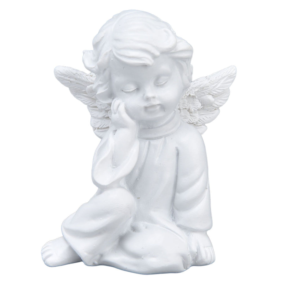 Cherub Statue Synthetic Resin Material Lovely Style White Baby Figurines for Party DecorationsCherub Statue Right