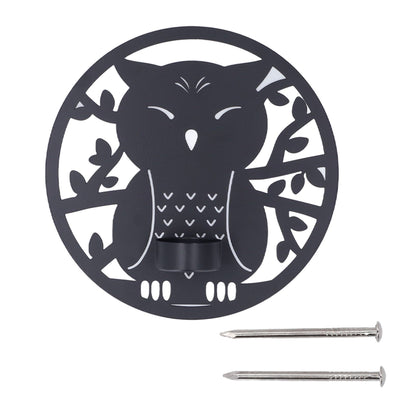 Hanging Candleholder Iron Retro Style Innovative Wall Mounted Candle Holder for Home Wall Decorations Black Laser Plate A