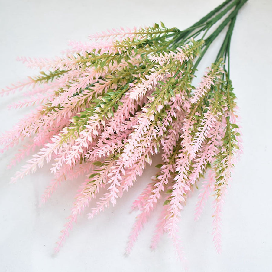 Plastic Artificial Lavender Flowers Odorless Realistic Fake Lavender for Scene Decoration Wedding Celebration Pink