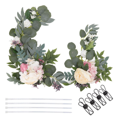 2pcs Hanging Flowers Swag ABS Artificial Decorative Arch Flowers with Bandage for Wedding