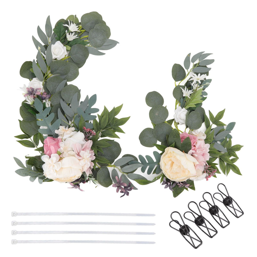 2pcs Hanging Flowers Swag ABS Artificial Decorative Arch Flowers with Bandage for Wedding