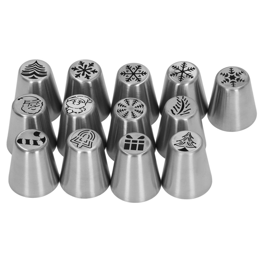 13pcs Christmas Flower Frosting Tips Nozzles Stainless Steel DIY Cake Decorating Tips for Cupcake Decoration