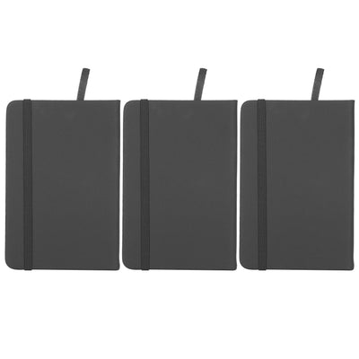 3Pcs PU A6 Business Notepad Hardcover Strap Notebook Diary Stationery Office School SuppliesBlack