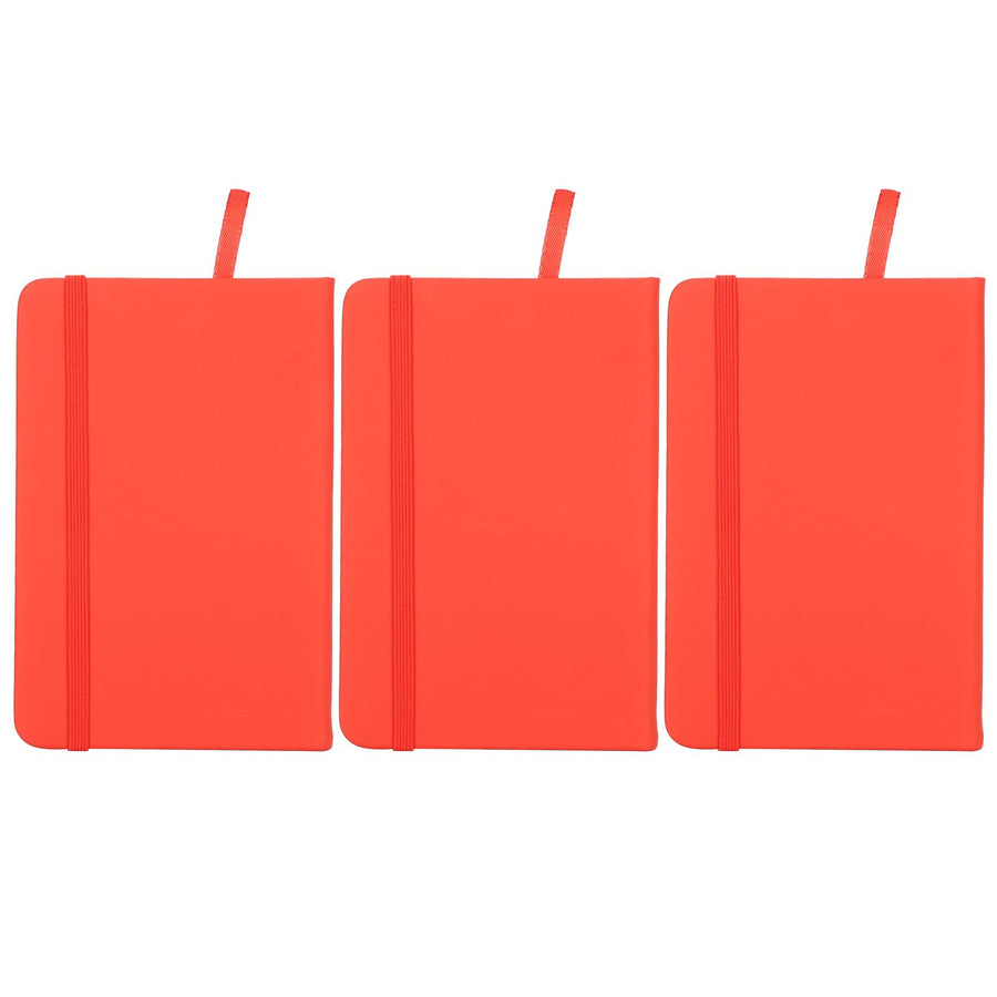 3Pcs PU A6 Business Notepad Hardcover Strap Notebook Diary Stationery Office School SuppliesRed