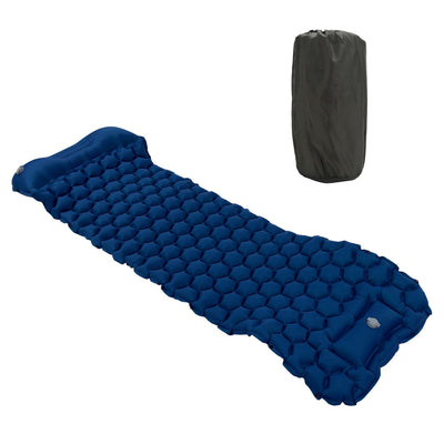 Camping Sleeping Pad Mat Foot Press Inflatable Cushion Mattress for Tent Hiking TravelPurplish Blue