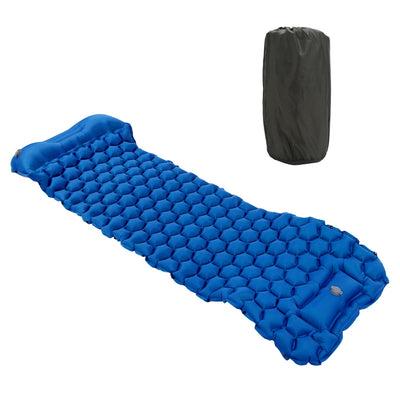 Camping Sleeping Pad Mat Foot Press Inflatable Cushion Mattress for Tent Hiking TravelRoyalblue