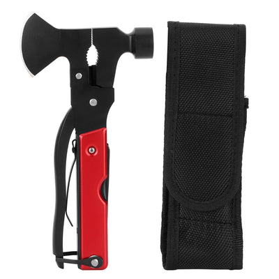 15In1 Axe Hammer MultiFunctional Camping Survival Screwdrivers Pliers Bottle Opener(Red )
