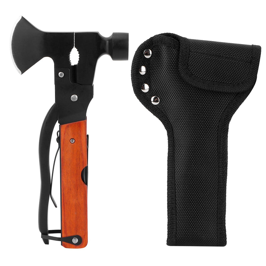15In1 Axe Hammer MultiFunctional Camping Survival Screwdrivers Pliers Bottle Opener(Wood Grain )