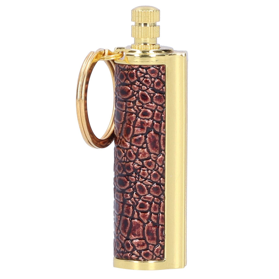 Cigarette Lighter Matchstick Kerosene Lighter Waterproof Lighter Outdoor Vintage Key ChainGolden Brown