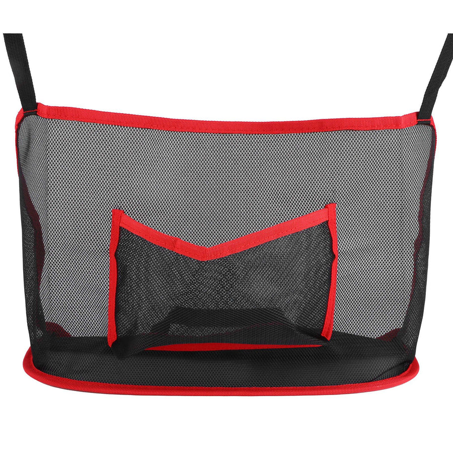Handbag Holder Organizer Polyester Fiber Car Interior Seat Back Storage Net Bag AccessoryWith Pocket Red