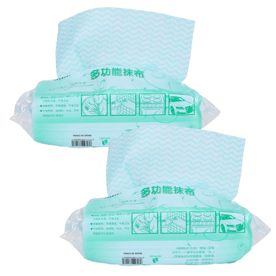 2Packs Disposable NonWoven Rag Washing Dish Towel Kitchen Cleaning Cloth Wiping Rag(Green )