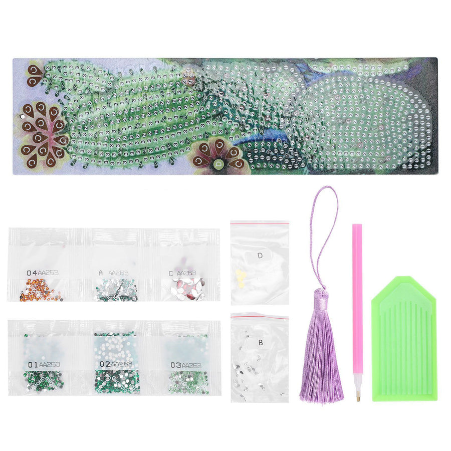 DIY Diamonds Painting Bookmarks Tassel Bookmark for Home Office School DIY MakingSucculent Pattern