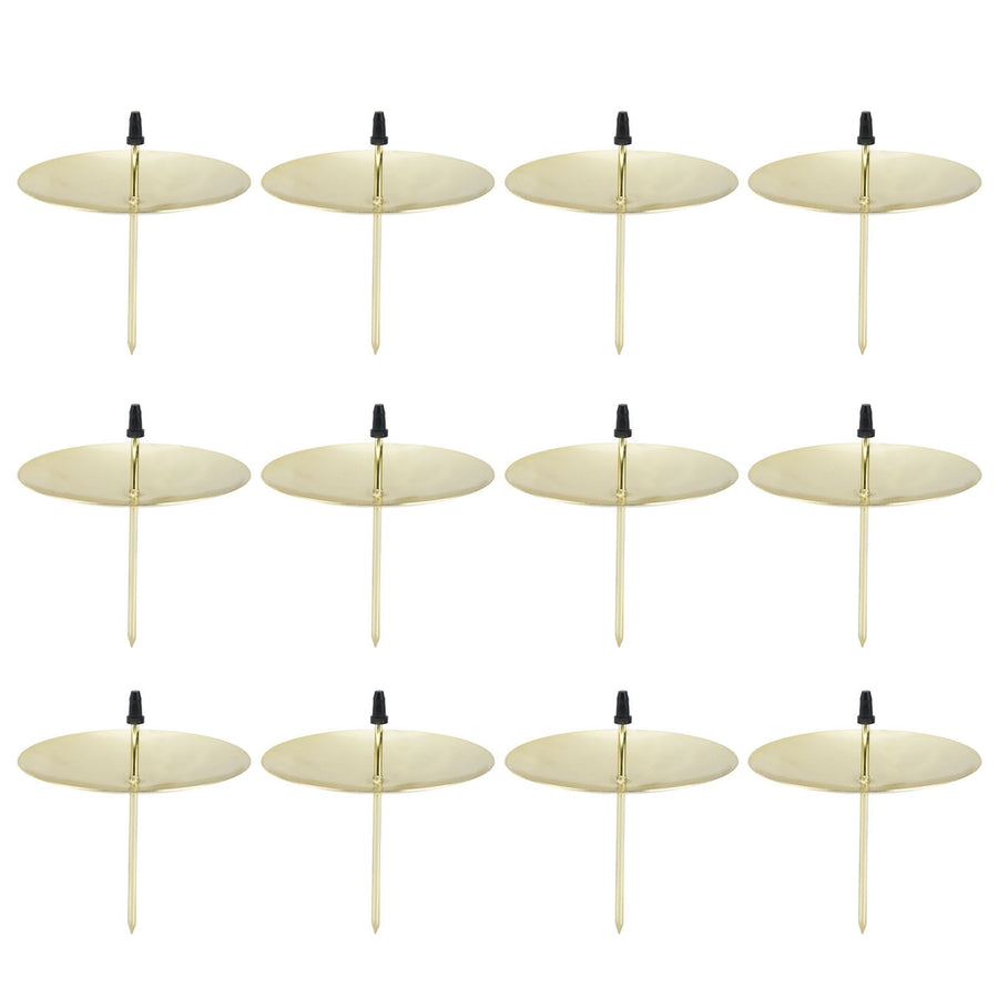 12pcs Candle Plate Iron Material 7x6.5cm/2.8x2.6in Gold Stable Reliable Decorative Wearable Fixing Holder for Party