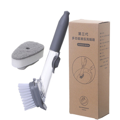 Hydraulic Brush Automatic Adding Liquid Pot Soft Kitchen Brush Kitchen Utensils for Pot Bowl1Pc Handle 1Pc Brush 1Pc Sponge