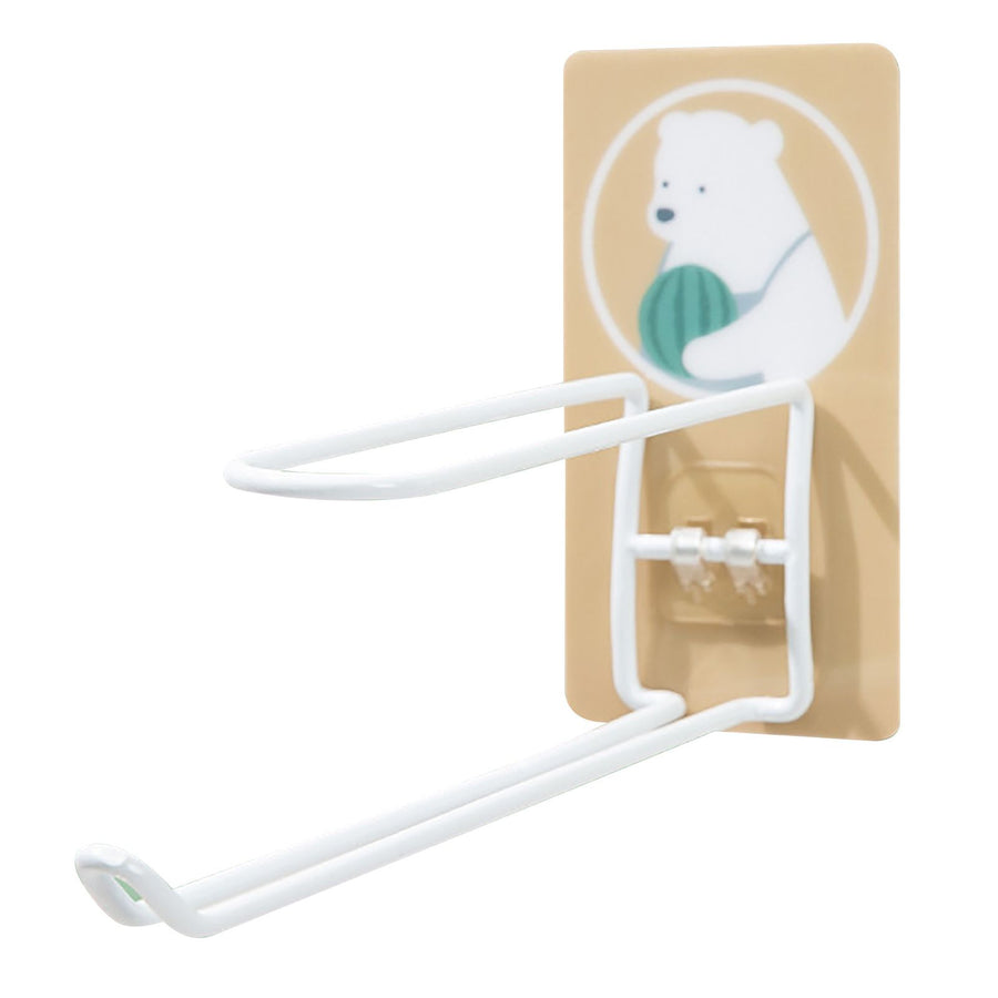 Wall Mounted Coat Rack Cartoon Animal 2 Layer Storage Space Saving Acrylic Adhesive Wrought Iron Spray Wall HangerBear