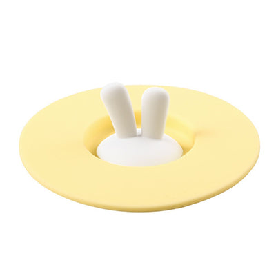 Silicone Cup Lid Creative Cup Cover Rabbit Shaped Dust Proof Sealing Airtight Mug CoverYellow