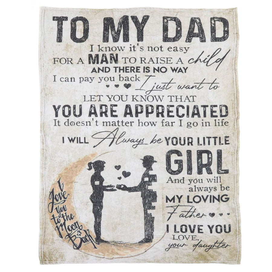 Dad Blanket Father's Day Theme Dual Sides Personalized Wide Application Sofa Throw Blanket for Bedroom Sofa Office 150x120cm / 59.06x47.24in
