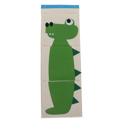 Wall Mounted Storage Bag 3 Layers Closet Crib Cartoon Felt Animal Type Over Door Hanging Storage Bag Crocodile 100.6x34.9cm