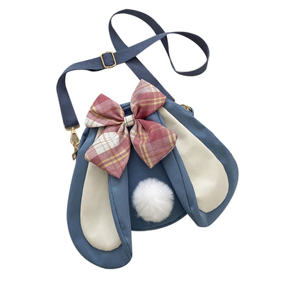 Rabbit Ear Crossbody Bag Summer Oxford Cloth Lovely Bowknot Crossbody Bag for Girls Blue