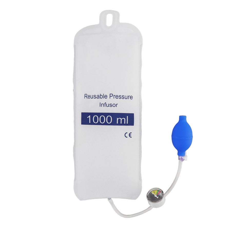 Pressure Infusion Bag with Pressure Gauge Strong Wear Resistance Air Tightness Fluid Quick Infusion for Emergency Patient 1000ml