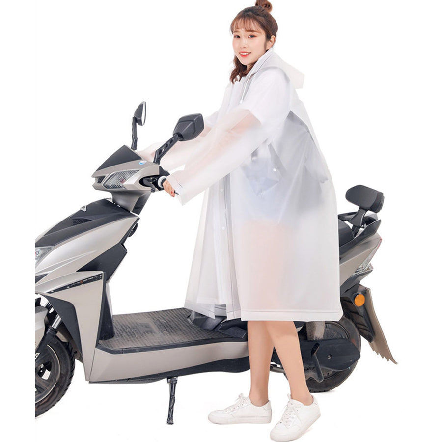 Adult Rain Poncho EVA Breathable Hooded Rain Poncho Outdoor Bike Cycling Raincoat for Men Women White XL